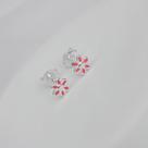 Brinco Flor Esmaltada Rosa - Prata
