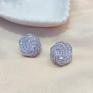 Brinco Flor Leque com Zircônias Prateado Brinco Flor Leque com Zircônias Prateado
