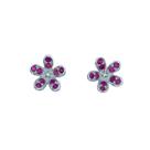 Brinco Flor Rubi Prata - Cod 916