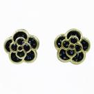 Brinco Flor Strass Dourado Semijoia Akasaki BC1934