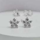 Brinco Florzinha Petalas Cor Cristal 6mm - Prata