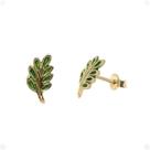 Brinco Folha de Acácia Esmaltado em Ouro 18K Maçonaria K160 Brinco Folha de Acácia Esmaltado em Ouro 18K Maçonaria K160