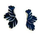 Brinco Folha Flor Preta Banhado em Ouro 18k