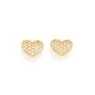 Brinco folheado a ouro 18k coração com zircônias branco/523989