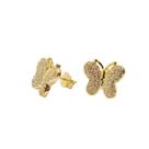 Brinco Folheado a Ouro Borboleta com Pedras Cravejadas - Caixa de Luxo