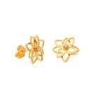 Brinco folheado a ouro flor com zircônias med. 1,5 cm Rommanel