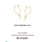 Brinco folheado a ouro