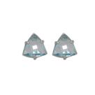 Brinco Folheado A Ródio Com Pedra Triangular