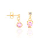 BRINCO FORMADO POR ZIRCÔNIA MED 1,1 CM ROSA Brinco feminino folheado a ouro 18k joia antialérgica presente feminino mulheres