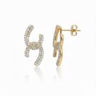 Brinco Formas com 2 Fileiras de Micro Zircônia Banhado a Ouro