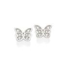 Brinco Formato Borboleta Cravejado Por 4 Zirconias De 1,00 Mm E 8 Zirconias De 1,25 Mm. (Par)Med. 0,7 Cm X 0,8 Cm . Cor:
