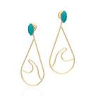 Brinco gota dois em um banhado a ouro 18k com cristal navete 527207