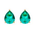 Brinco gota esmeralda G banhado ouro 18K