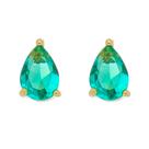 Brinco gota esmeralda P banhado ouro 18K