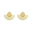 Brinco Gota Leque Texturizado Banhado a Ouro 18k Brinco Gota Leque Texturizado Banhado a Ouro 18k