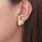 Brinco Gota Lisa Folheado A Ouro