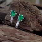 Brinco Gota Zircônia Verde Pendente Cravejado - Prata 925