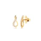 Brinco Gotinha Vazada Zircônia Cristal Folheado A Ouro 18k