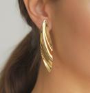 Brinco Grande Banhado em Metal Dourado com Design Oval