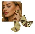 Brinco Grande De Ouro 18k Banhado Tendência Leque Orgânico