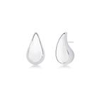 Brinco Hailey Liso M Banhado a Ródio Branco - Joia Elegante