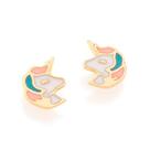 Brinco infantil banhado a ouro 18k unicórnio Cód. 52592814