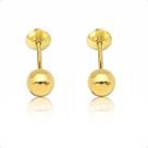 Brinco Infantil Bola 3mm Ouro 18k 750