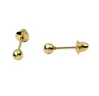 Brinco Infantil Bolinha 3mm Recém Nascido Bebê Ouro 18k