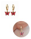 Brinco Infantil Borboleta Rosa Pink Folheado Ouro 18k Antialérgico