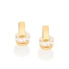 BRINCO INFANTIL COM CRISTAL E DETALHE LISO. 0,5 CM BRANCO Brinco feminino folheado a ouro 18k joia antialérgica presente feminino mulheres