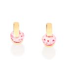BRINCO INFANTIL COM CRISTAL REDONDO E DETALHE LISO. 0,5 CM Brinco feminino folheado a ouro 18k joia antialérgica presente feminino para mulher