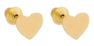 Brinco Infantil Coração Liso Ouro 18k 750 2º Furo Infantil