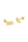 Brinco Infantil Corações Pedra Zircônia Ouro 18k - 0.65