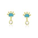 Brinco Infantil Coroa Princesa Menina +Ponto de Luz Banho de Ouro 18k