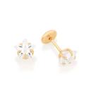 BRINCO INFANTIL DE ZIRCÔNIA 6MM NO FORMATO ESTRELA. 0,5 CM Brinco feminino folheado a ouro 18k joia antialérgica presente feminino para criança