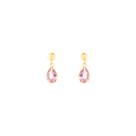 Brinco Infantil Gota Zircônia Rosa em Ouro 18K - AU14271