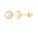 Brinco Infantil Pérola 4mm Natural Ouro 18k 750 Rococó Bebê Brinco Infantil Pérola 4mm Natural Ouro 18k 750 Rococó Bebê