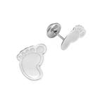 Brinco Infantil Pezinho a Laser em Prata 925 6mm - Delicado