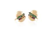 Brinco Infantil Prata Hambúrguer Zircônias - Banho Ouro 18k Brinco Infantil Prata Hambúrguer Zircônias - Banho Ouro 18k