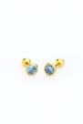 Brinco infantil Zircônia Azul Ouro 18k - 0.44