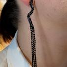 Brinco isabela filete triplo de strass longo banhado a ouro 18k