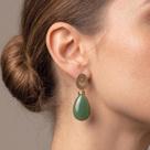 Brinco Jade Verde Gota - Acessório Feminino Artesanal