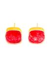 Brinco Jade Vermelho - Banho de ouro