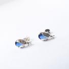 Brinco Joaninha com Pedra Zircônia Azul - Prata 925 Brinco Joaninha com Pedra Zircônia Azul - Prata 925