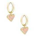 Brinco Kendra Scott Ari Coração com Quartzo Rosa Banhado a Ouro Brinco Kendra Scott Ari Coração com Quartzo Rosa Banhado a Ouro