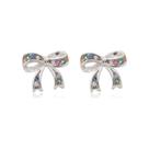 Brinco Laço Com Zircônia Mix Color Prata 925 Banhado A Ródio