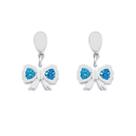 Brinco Laço Cristal Azul Banhado a Prata Brinco Laço Cristal Azul Banhado a Prata