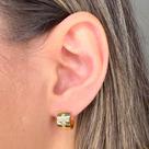 Brinco Largo Fecho Click Cruz Cravejada Banhado em Ouro 18k