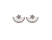Brinco Leque com Estrela Colorida Banhado a Ródio Branco - Joia Elegante Brinco Leque com Estrela Colorida Banhado a Ródio Branco - Joia Elegante