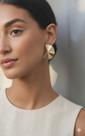 Brinco Leque Dourado Bijuteria Elegante e Moderna